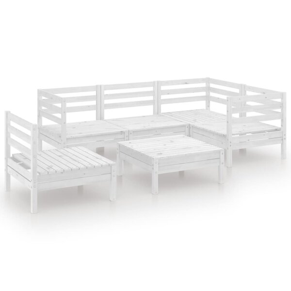 Salon de jardin meuble d'extérieur ensemble de mobilier 6 pièces bois de pin massif blanc 02_0017008