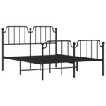vidaXL Cadre de lit métal sans matelas avec pied de lit noir 140x190cm