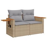 Ensemble de canapés de jardin 10 pièces avec coussins Beige Poly Rattan Acacia