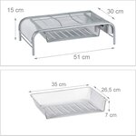 Support pour moniteur tiroir 2 compartiments côté support écran 29 5 cm argenté 13_0002561