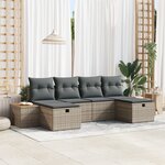 vidaXL Ensemble de canapés de jardin 6 pièces avec coussins Gris Rotin synthétique