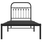 vidaXL Cadre de lit métal avec tête de lit noir 75x190 cm