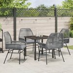 vidaXL Ensemble de salle à manger de jardin de 5 pièces avec coussins en rattan poly gris