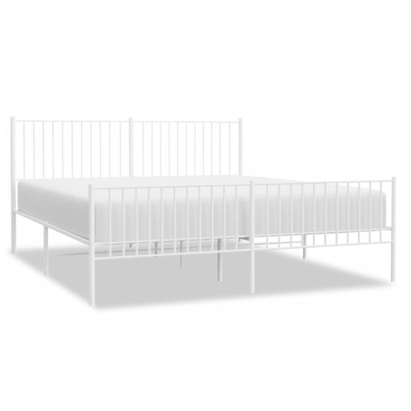vidaXL Cadre de lit métal sans matelas et pied de lit blanc 180x200 cm