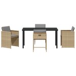 vidaXL Ensemble de Salle à Manger de Jardin 5 pièces avec Coussins Beige Poly Rattan