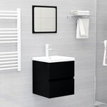 vidaXL Armoire d'évier avec lavabo intégré Noir Aggloméré