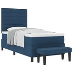 vidaXL Lit à ressorts avec matelas et banc bleu 90x190 cm tissu