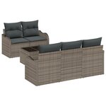 Ensemble de Canapé de Jardin 6 Pièces avec Coussins Gris Rattan Synthétique