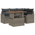 vidaXL Ensemble de Canapé de Jardin 5 Pièces avec Coussins Gris Rattan Poly