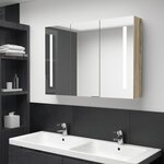 vidaXL Armoire de salle de bain à miroir LED 89x14x62 cm chêne