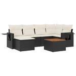 vidaXL Salon de jardin 7 Pièces avec coussins noir résine tressée