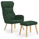 vidaXL Chaise de relaxation avec repose-pied Vert foncé Tissu