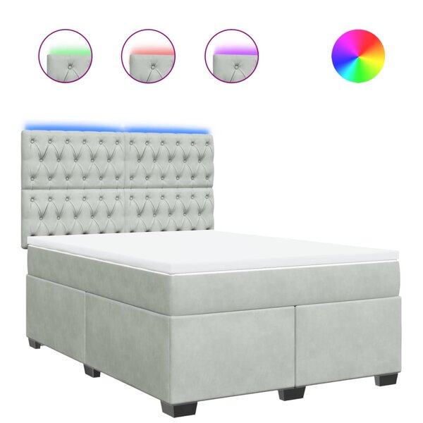 vidaXL Sommier à lattes de lit et matelas Gris clair 160x200cm Velours
