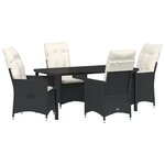 vidaXL Ensemble de salle à manger de jardin de 5 pieces avec coussins en rattan noir