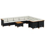 vidaXL Salon de jardin 10 Pièces avec coussins noir résine tressée