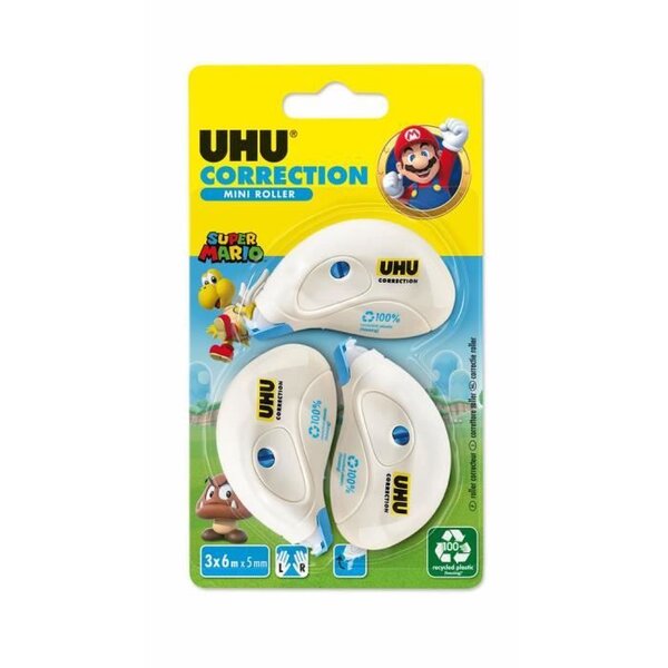 UHU LOT DE 3 ROLLERS CORRECTEUR MINI 6mx5mm