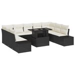 vidaXL Ensemble de canapé de jardin de 10 pièces avec coussins en poly rattan noir