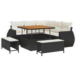 Ensemble de Canapés de Jardin 8 pièces vidaXL avec Coussins Noir Poly Rotin Acacia