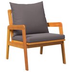 Ensemble de Bistro 3 Pièces avec Coussins en Bois d'Acacia