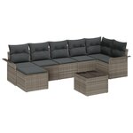 vidaXL Ensemble de canapé de jardin 7 pièces avec coussins en poly rotin noir