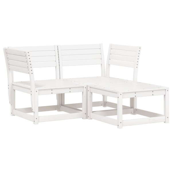 vidaXL Salon de jardin 3 Pièces blanc bois de pin massif