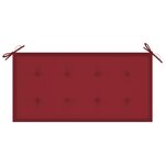 vidaXL Banc de jardin avec coussin rouge bordeaux 112 cm Teck massif