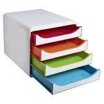 Exacompta Set de tiroirs de bureau Big-Box Black Office 4tiroirs Blanc