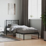 vidaXL Cadre de lit métal avec tête de lit noir 80x200 cm
