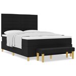 vidaXL Lit à Sommier avec Matelas & Banc Noir 140x200 cm Tissu