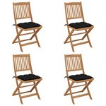 vidaXL Chaises pliables de jardin 4 Pièces avec coussins Bois d'acacia