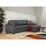 Canapé d'angle convertible réversible 4 places - Tissu gris - 244 x 151 x 90 - HAMILTON