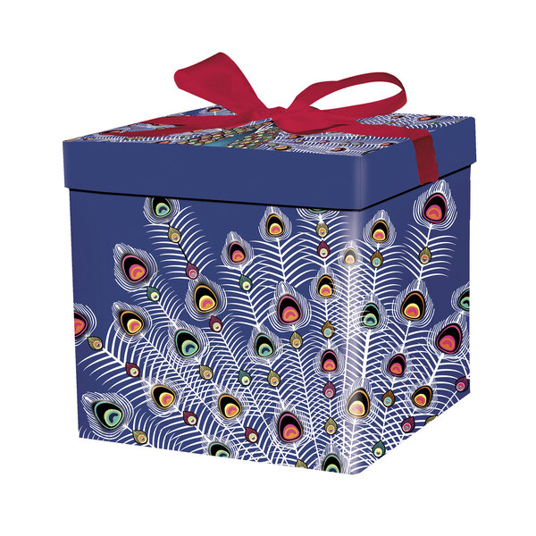 Boîte cadeau avec nœud - paon