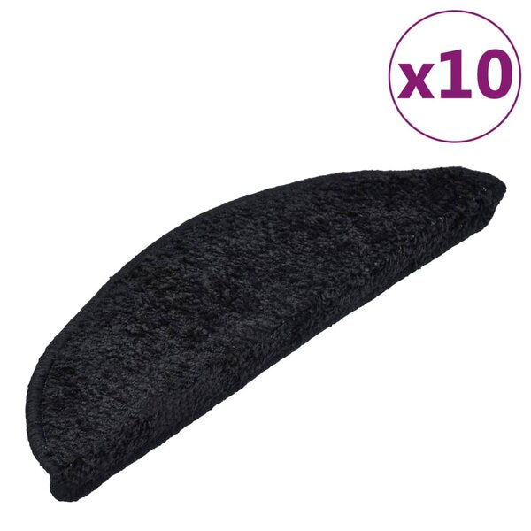 vidaXL Tapis d'escalier 10 Pièces 56x17x3 cm Noir
