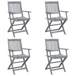vidaXL Chaises pliables d'extérieur 4 Pièces avec coussins Bois d'acacia