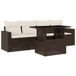 vidaXL Salon de jardin avec coussins 5 Pièces marron résine tressée