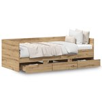 vidaXL Lit banquette Chêne artisanal Bois d'ingénierie 90 x 200 cm