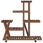 vidaXL Support à fleurs avec roues 95x25x101 cm bois massif de sapin