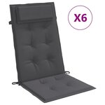 vidaXL Coussins de chaise à dossier haut lot de 6 anthracite