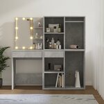 vidaXL Coiffeuse à LED avec 2 armoires Gris béton Bois d'ingénierie