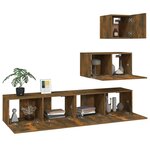 vidaXL Ensemble de meubles TV 4 Pièces Chêne fumé Bois d'ingénierie