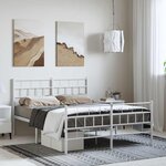 vidaXL Cadre de lit métal sans matelas et pied de lit blanc 135x190 cm