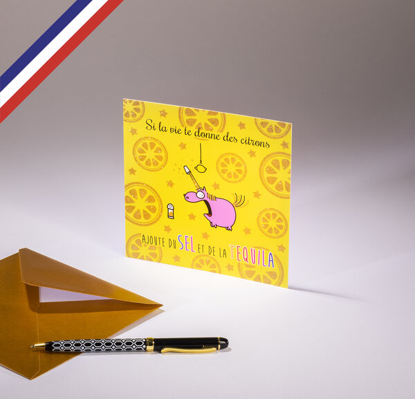 Carte simple  à la folie licornément créée et imprimée en france - tequila !