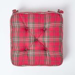 Galette de chaise coussin rehausseur en coton à carreaux écossais Rouge  40 x 40 x 10 cm - HOMESCAPES