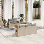 vidaXL Salon de jardin avec coussins 6Pièces mélange beige résine tressée