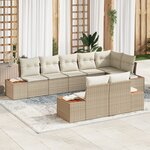 vidaXL Ensemble de Canapés de Jardin en 8 Pièces avec Coussins Beige Poly Rattan Acacia
