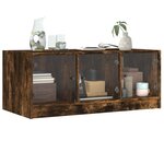 vidaXL Table basse avec portes en verre chêne fumé 102x50x42 cm
