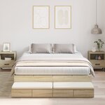 vidaXL Cadre de lit de rangement Chêne Sonoma 140x190 cm