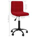 vidaXL Chaise pivotante de bureau Rouge bordeaux Velours