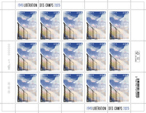 Feuille de 15 timbres - Libération des camps - Lettre Internationale