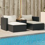vidaXL Salon de jardin 5 Pièces avec coussins noir résine tressée acacia